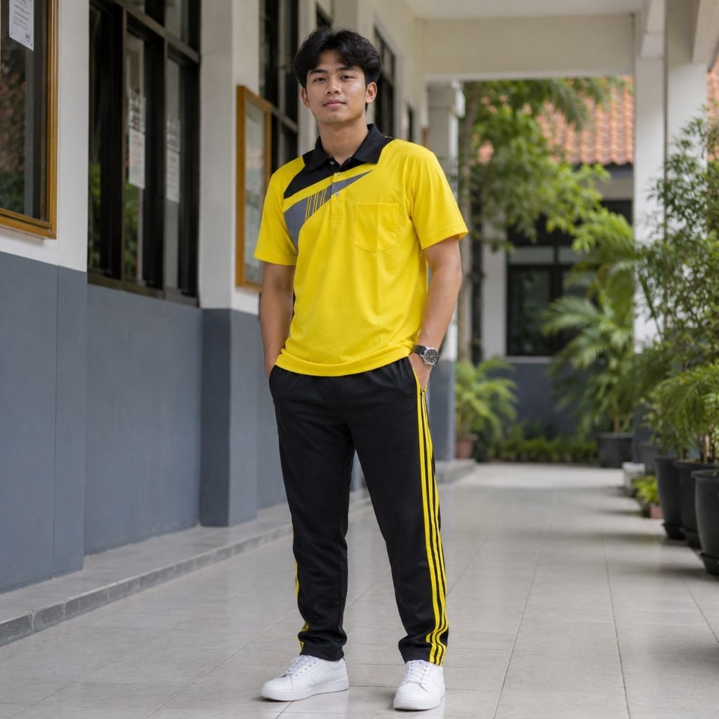 SETELAN OLAHRAGA / BAJU TRAINING SERAGAM OLAHRAGA NCV KUNING PRIA DAN WANITA PREMIUM READY UKURAN JU