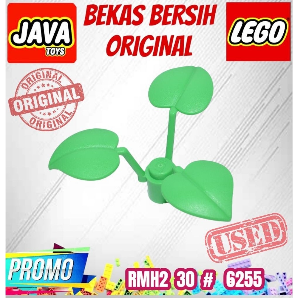 PART LEGO CITY ORI ( RMH2 30 # 6255 ) LEGO CITY Plant Flower Stem w/ 3 Large Leaves Bekas Layak Paka