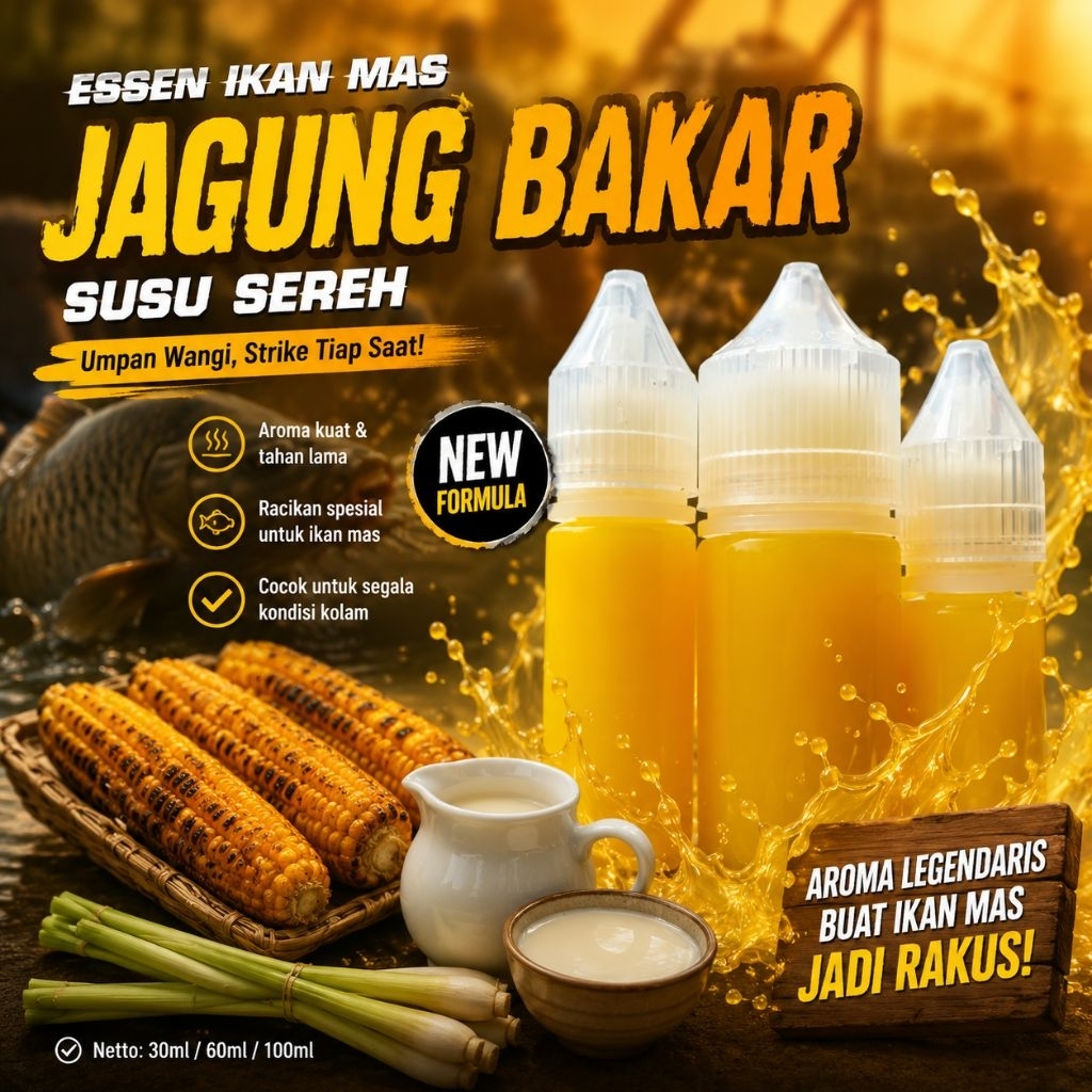 Essen Ikan Mas Aroma Jagung Bakar Essen Ikan Mas Lomba Harian Essen Ikan Mas Premium Essen Ikan Mas 