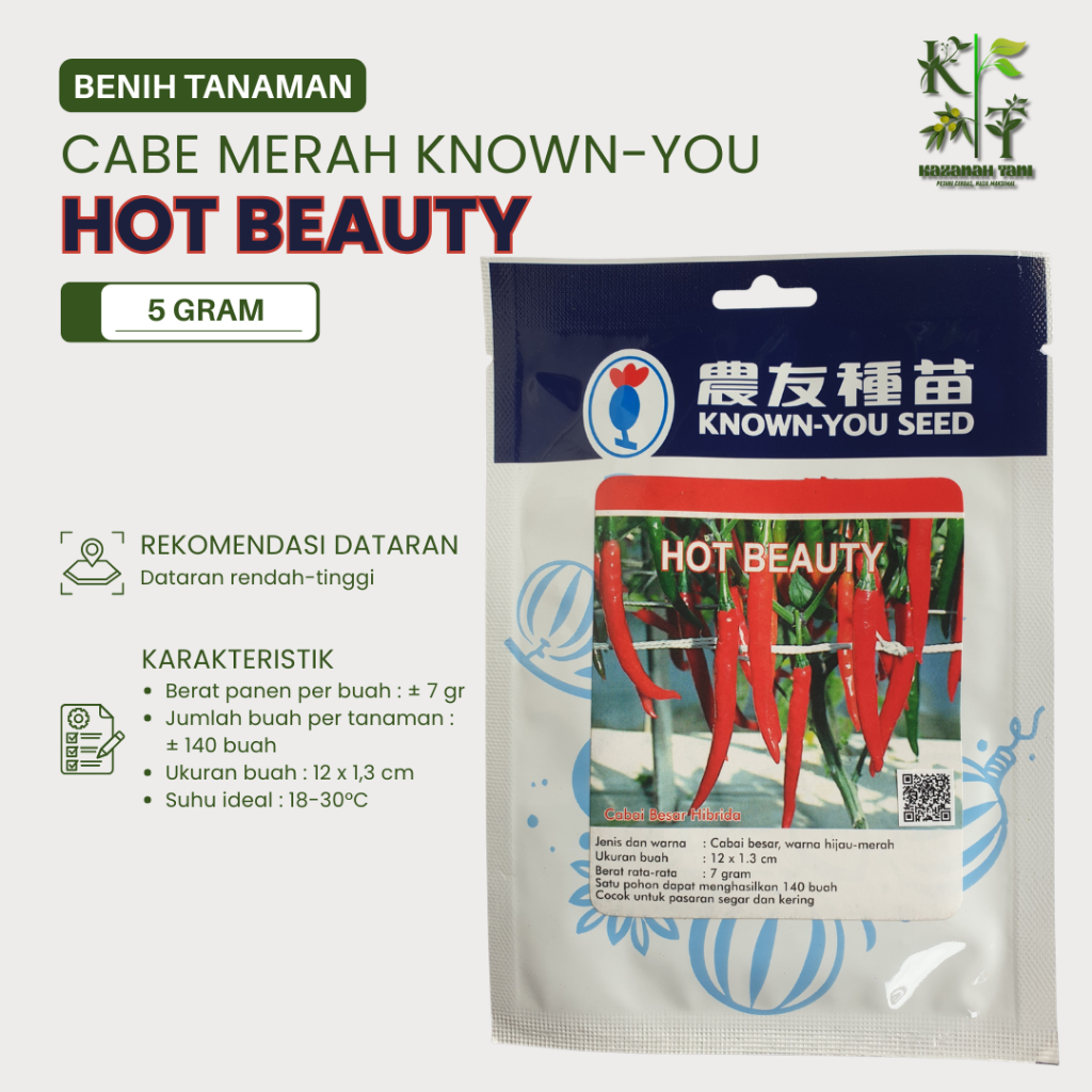 Benih Cabe Merah Hot Beauty 5 gram - Known-You Seed