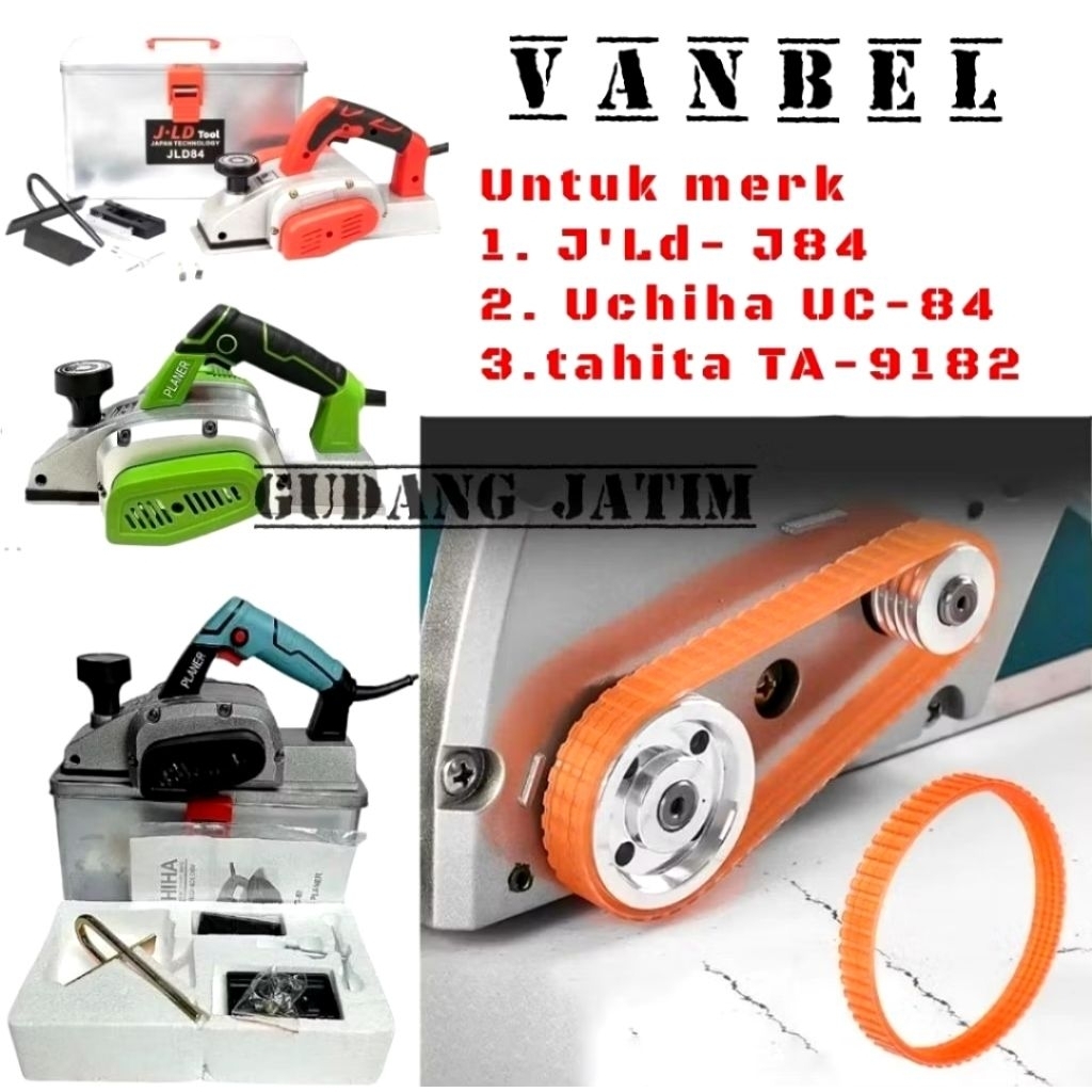 PromoFanbelt untuk planer uchiha UC 84,jld tahita mesin pasah karet v-beltl