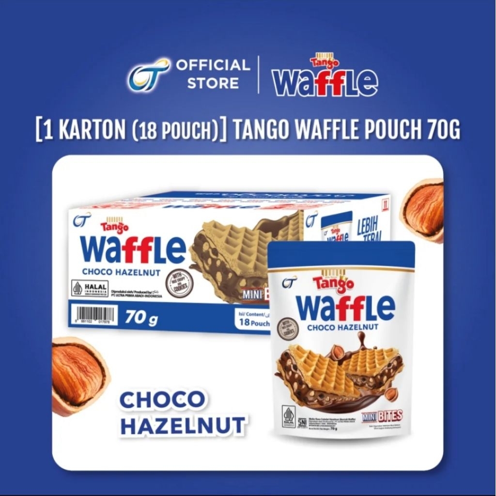 Tango Waffle Pouch 70 g Choco Hazelnut [1 karton (18 pouch]