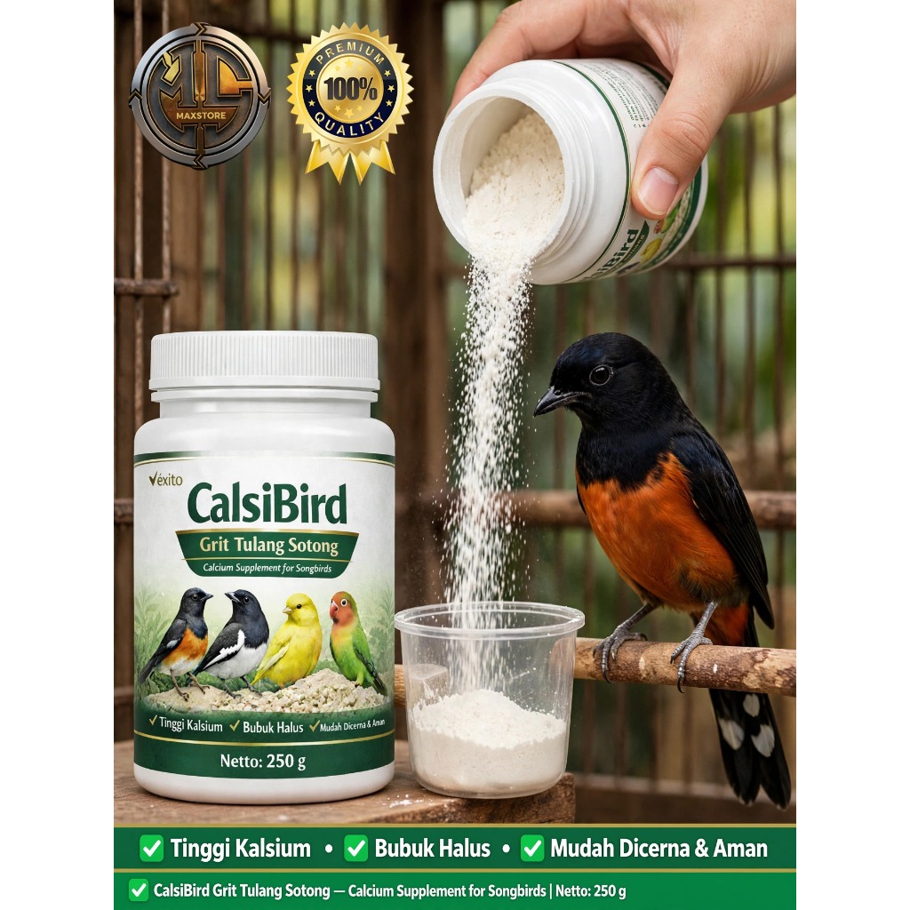 Calsibird Grit Tulang Sotong, Tulang Sotong Bubuk, Kalsium Burung dari Bubuk Tulang Sotong
