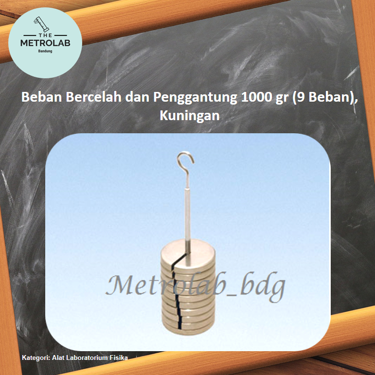 Beban Bercelah dan Penggantung 1000 gr (9 Beban), Kuningan