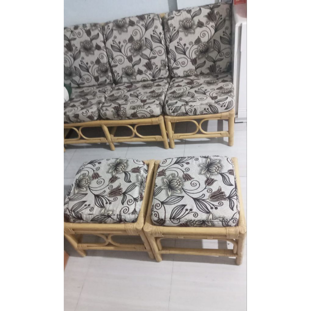 SOFA ROTAN - SOFA RUANG TAMU - KURSI ROTAN RUANG TAMU 5 DUDUKAN TANPA MEJA - KURSI ROTAN AWET - BEKA