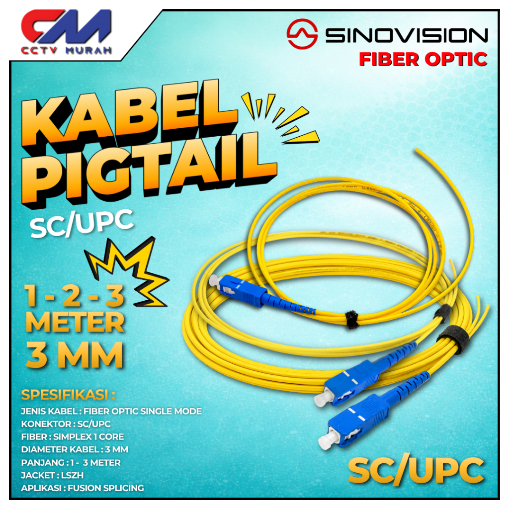 Pigtail SC UPC 3mm Pigtail SC UPC panjang 1 Meter