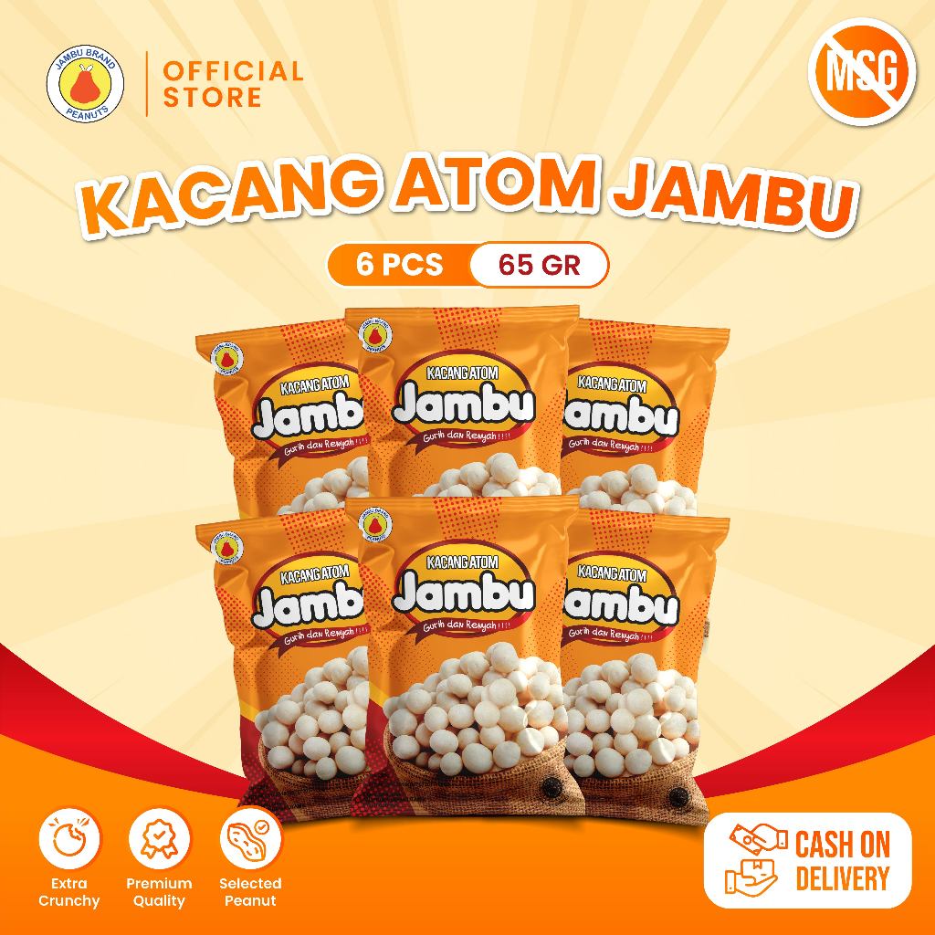 Kacang Atom Jambu NON MSG 65Gram (isi 6 Pcs)