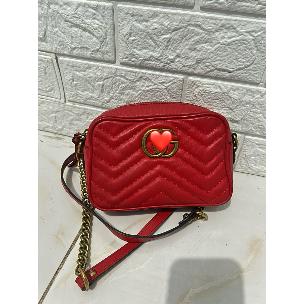 tas camera bag GG marmont mini 1777 sling rantai