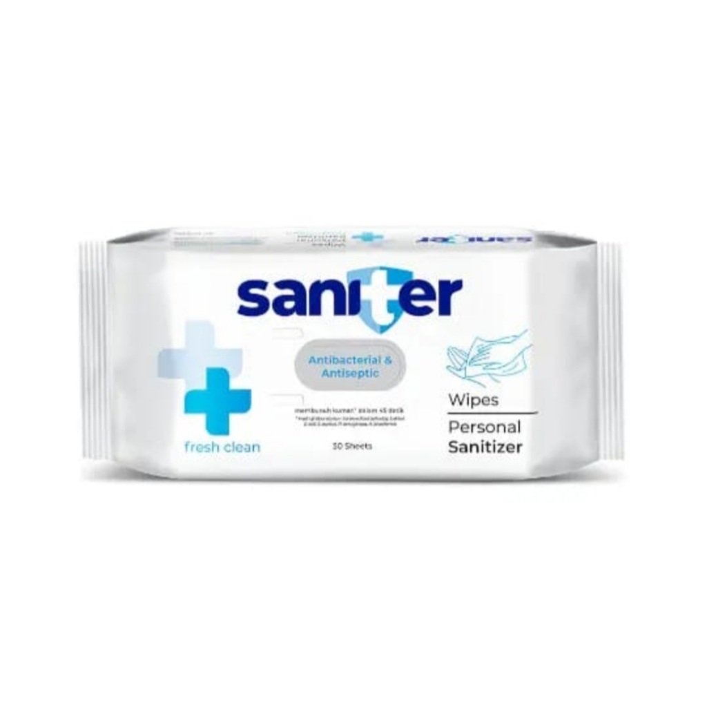 Saniter Personal Wipes Sanitizer Wet Tissue 50 Lembar / Saniter Personal Wipes Sanitizer - Tisu Basa