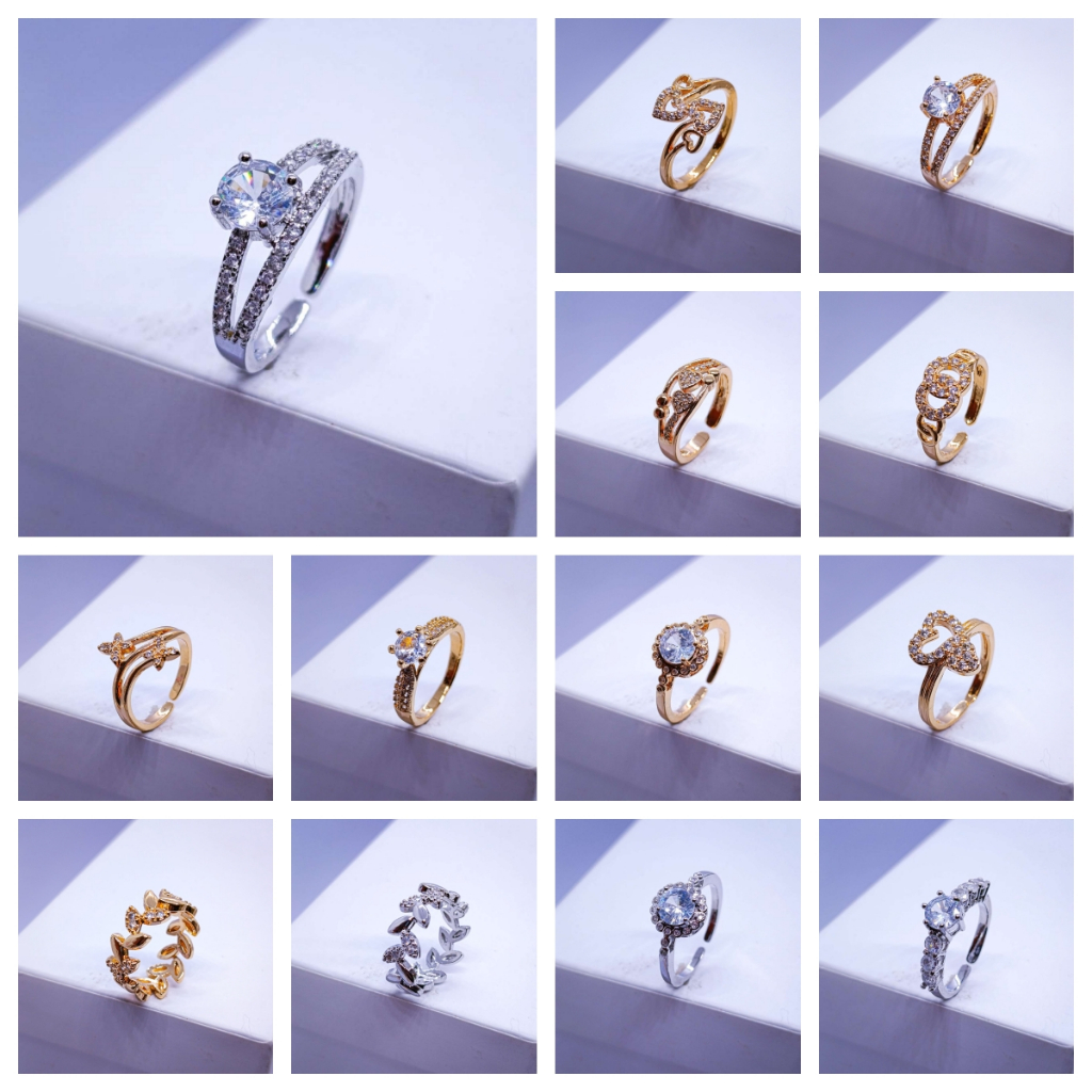 Jewelry Cincin Berlapis Emas Dubai India Zirkon Wanita Emas Muda Rings Anti Karat Asli Emas Couple D