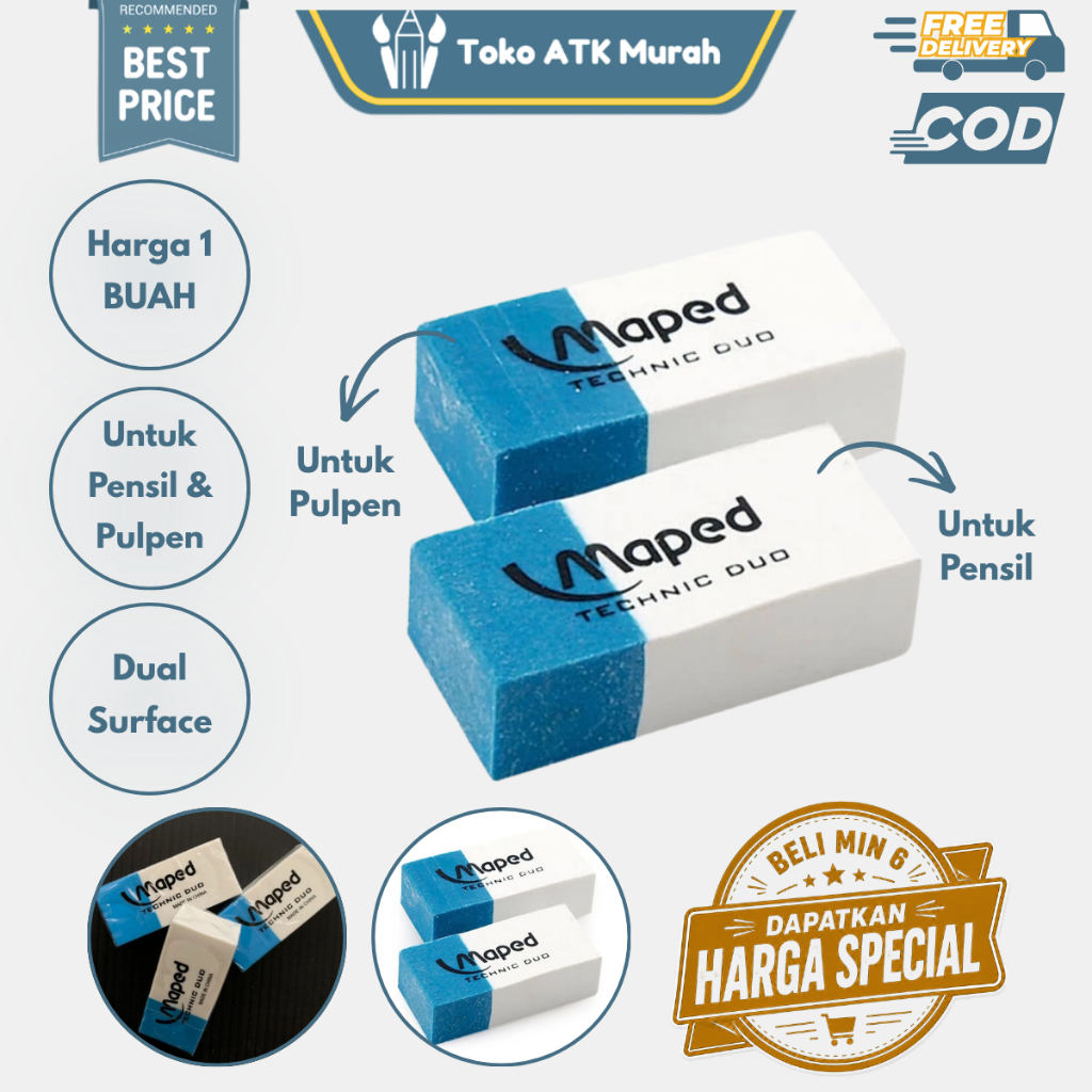 Penghapus Maped Technic Duo – Eraser untuk Ballpoint dan Pensil - Pencil & Ink Eraser