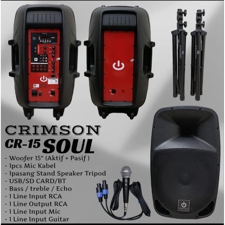 Paket lengkap speaker aktif pasiv Crimson 15" Soul