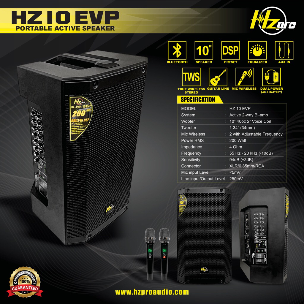 SPEAKER PORTABLE HZ PRO HZ 10 EVP 200 WATT ORIGINAL