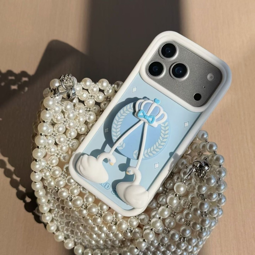 CUTE SWAN CHARM SILICONE PHONE CASE
