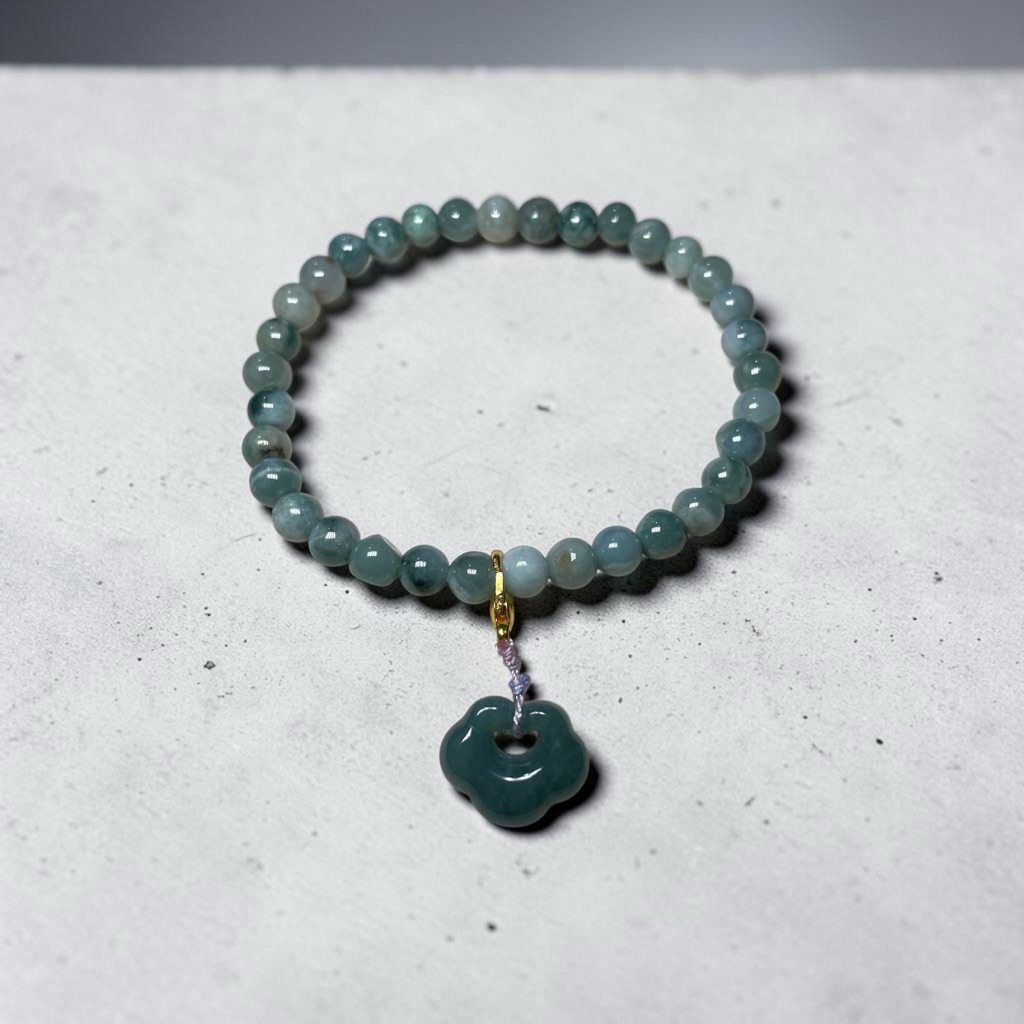 Jade Bracelets with Ruyi Pendant Natural Giok Type A