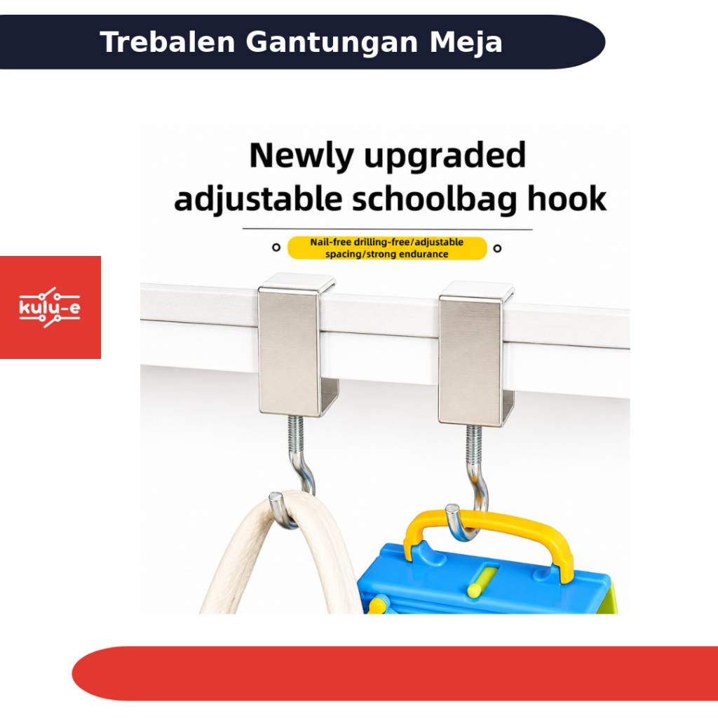 Trebalen Gantungan Meja Serbaguna Adjustable Hook Holder 1 PCS TB1 Silver