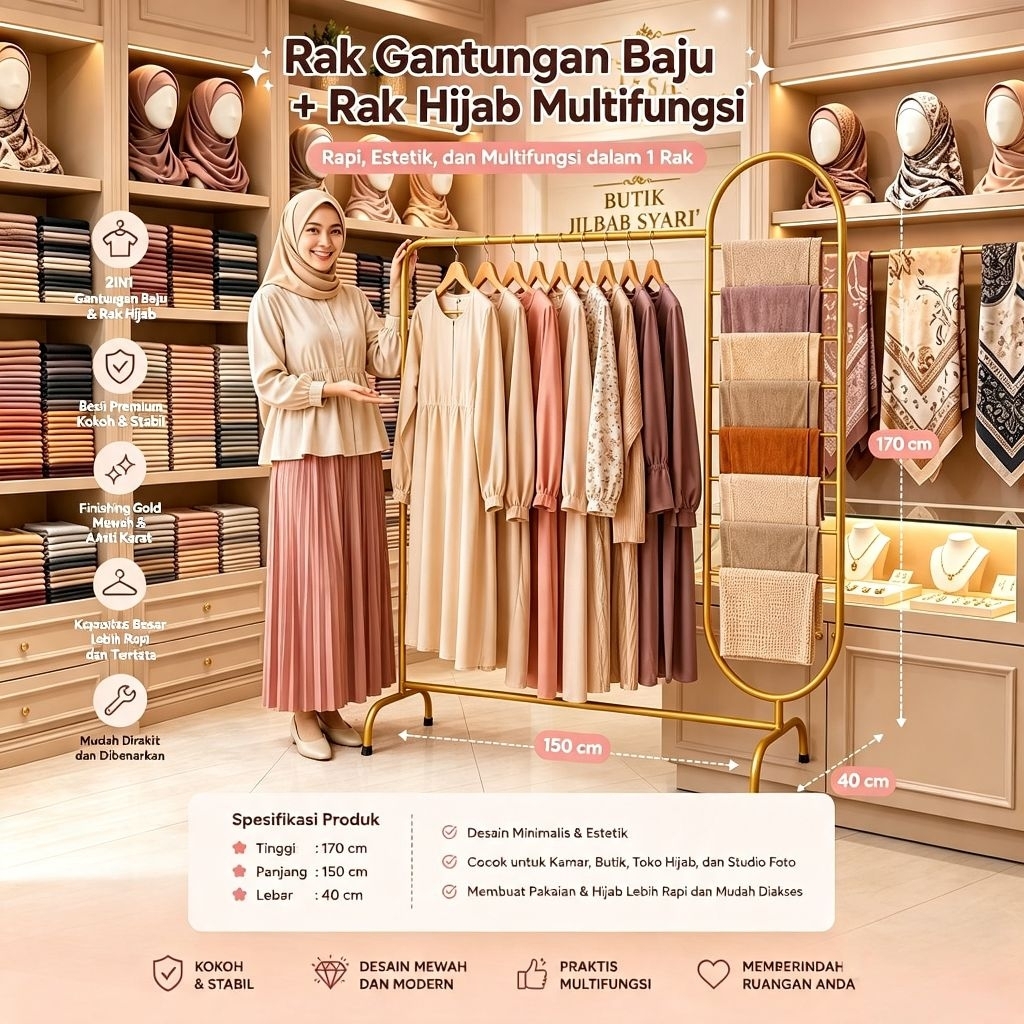 Rak Display Baju Butik - Gantungan Baju Butik / Bagus