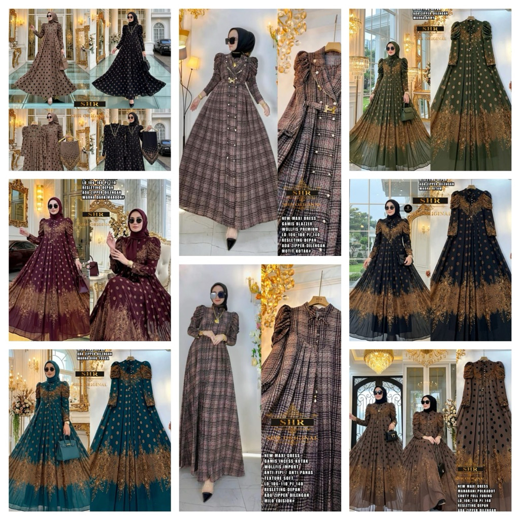 NEW SHR KODE GAMIS MAXI DRESS POLKADOT MAHARANI-PRincess kotak-blazer kotak+polka zipper&NEW SHR OVE