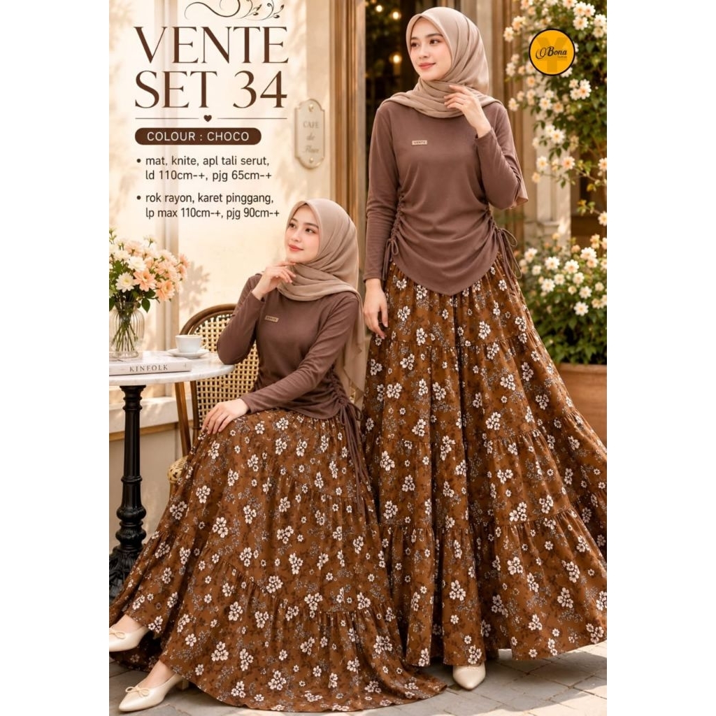 PINATA / VENTE SET // SETELAN KNIT POLOS ROK KATUN // ORI BONA