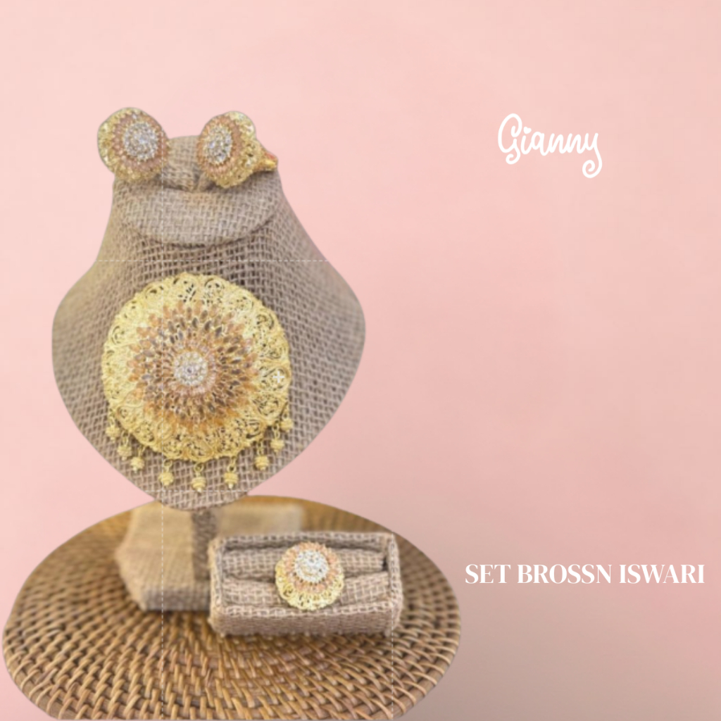 GIANNY - Set Bros Iswari / 1 Set Lengkap ( Bros , Cincin , Anting ) Bros Borobudur / Bros Alpaka