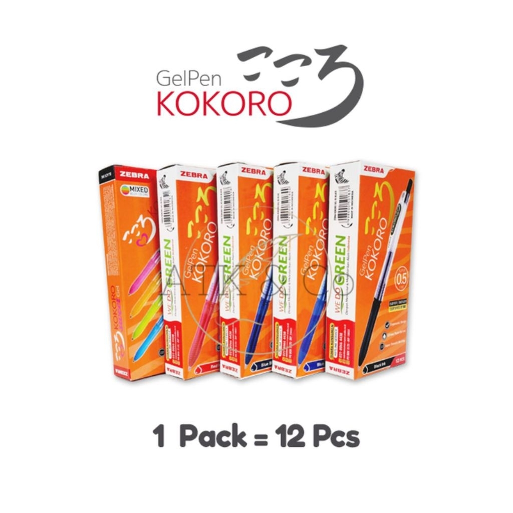 [1 PACK] PULPEN GEL KOKORO / ZEBRA KOKORO COLOR 0,5 MM || 1PACK (12 PCS)