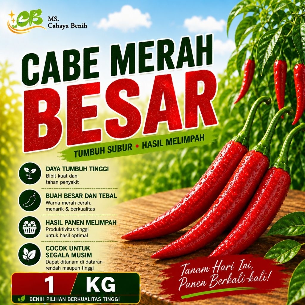 [ 1 KG ] Benih cabe merah besar | bibit biji cabe | cabai merah | cabe merah super