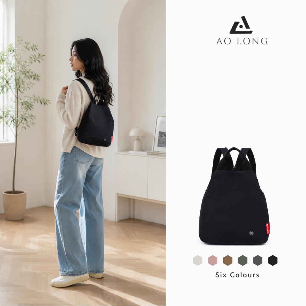 AOLONG Tas Ransel Wanita ERIKA 1051 Tas Ransel Wanita Polos Cocok Untuk Traveling