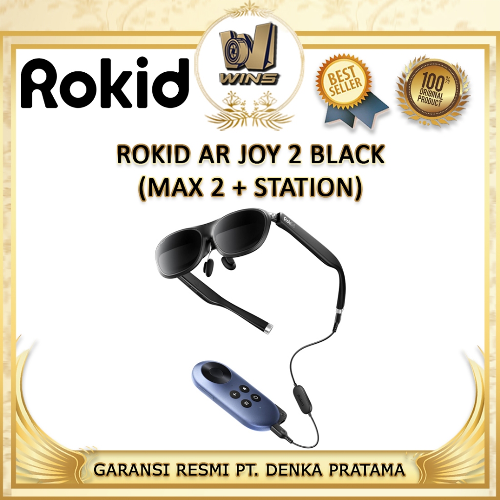 ROKID AR JOY 2 BLACK (MAX 2 + STATION) 160" Micro-OLED Display, Google Play, Media Streaming, HDCP S