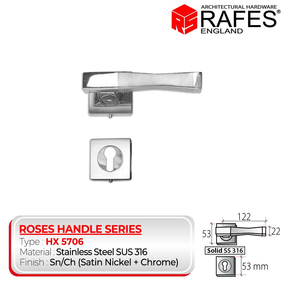 Handle Pintu Kayu Roses RAFES ENGLAND SUS 316 (HX 5706)