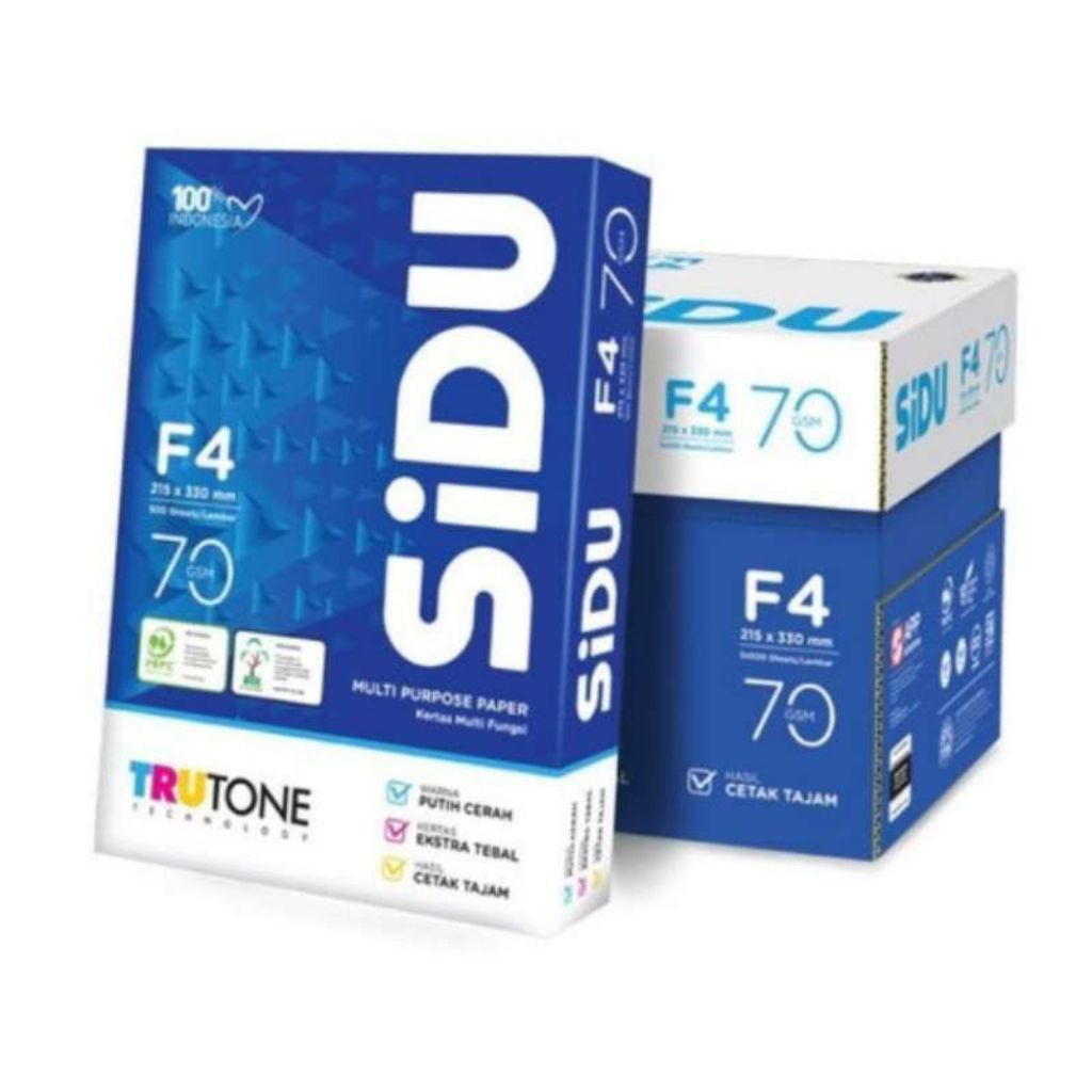 (1 DOS 5 RIM) Kertas HVS F4 SIDU 70gsm / Isi 5 Rim