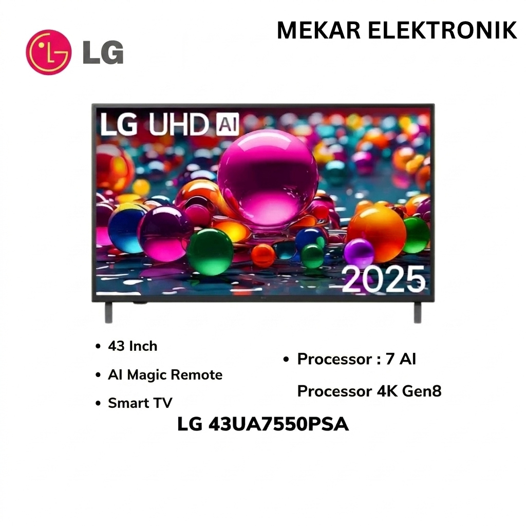 TV LG UHD TV Smart TV 43 Inci LG UHD AI 4K 2025 43UA7550PSA / 43UA7550PSA