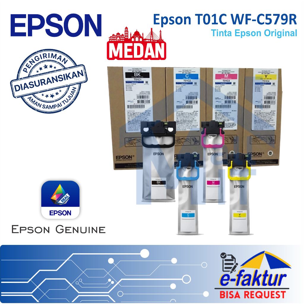 MALLIT EPSON Tinta Catridge EPSON T01C T-01C T 01C WF-C579R WF579R 579R Original Medan