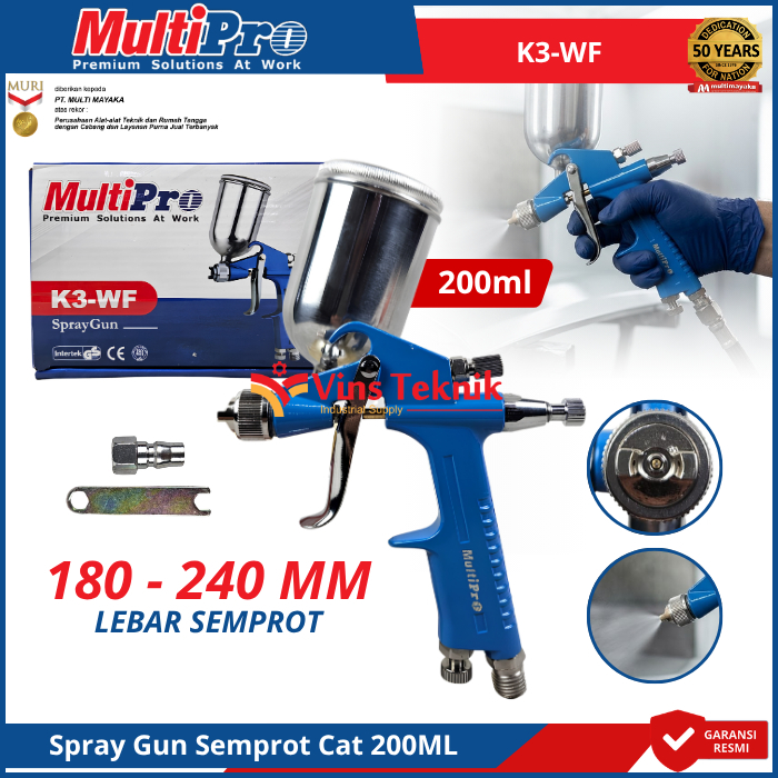 MULTIPRO K 3 WF Spray Gun Semprot Cat Kompresor 200ML K3WF
