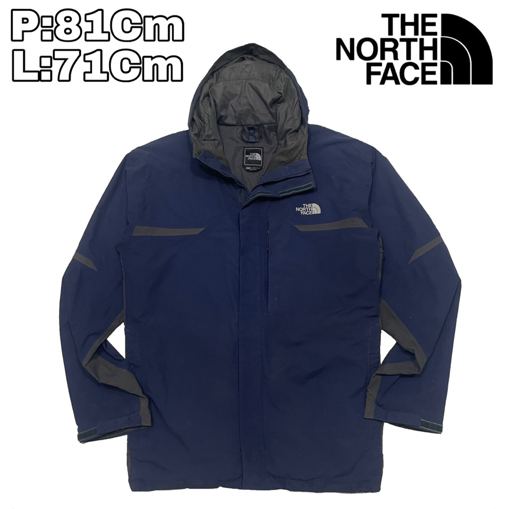 J116 Jaket Outdoor Waterproof TNF The North Face Hyvent  Jumbo Besar Navy Gropcore Hiking Pendaki Gu