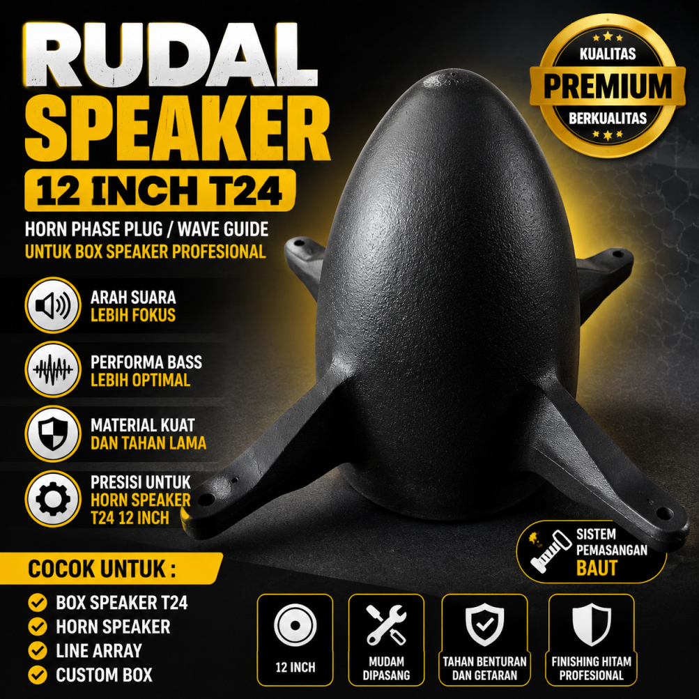 RUDAL PHASE PLUG T24 SPEAKER 12 INCH CORONG HORN TWEETER BALAP SOUND SYSTEM DRAL ALUMINIUM ANTI GORE