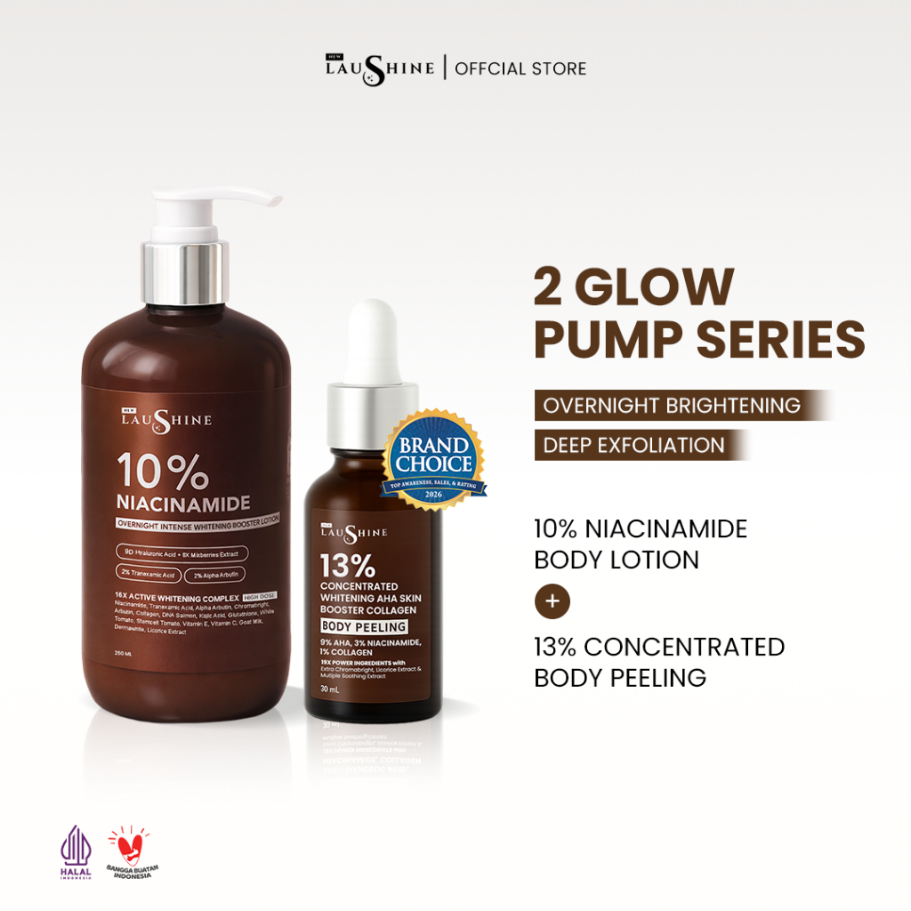 Laushine 2 Glow Pump Series - Body Lotion Overnight Pump 10% Niacinamide + Skin Booster Body Peeling