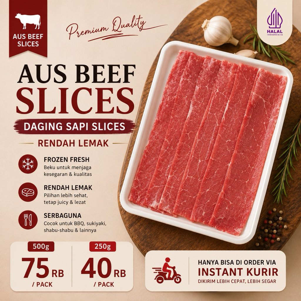 Daging sapi slices rendah lemak - AUS beef slices - daging sukiyaki - daging slices bbq