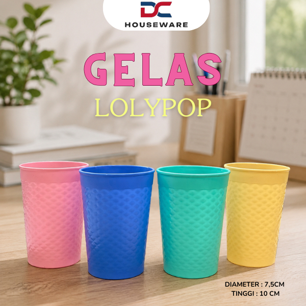 [ 6 PCS ] GELAS LOLYPOP  - Gelas Plastik / Gelas Cafe / Gelas Minum / Gelas Murah