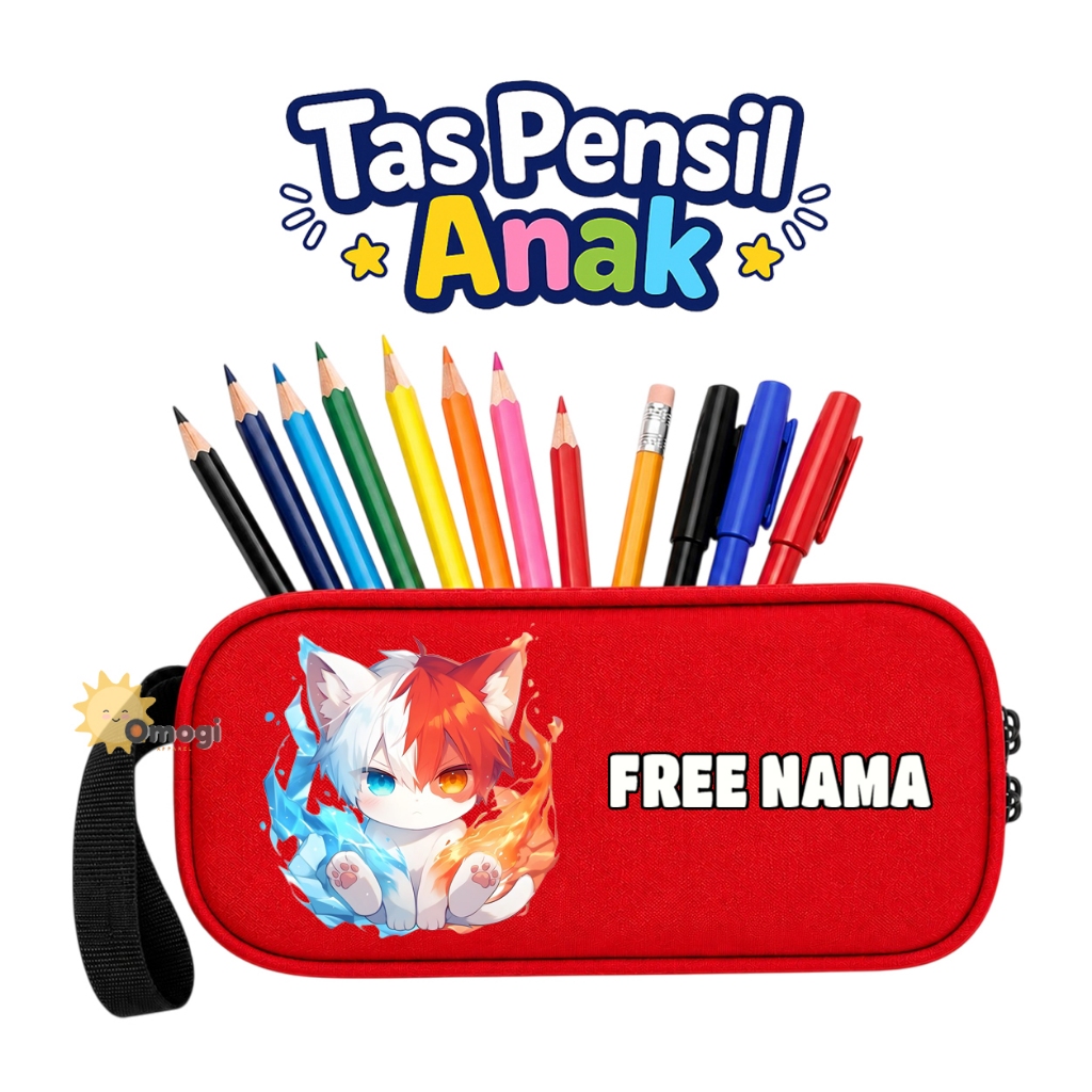 Kotak Pensil Anak Shoto Todoroki Tas Tempat Pensil Anak TK/SD Free Nama