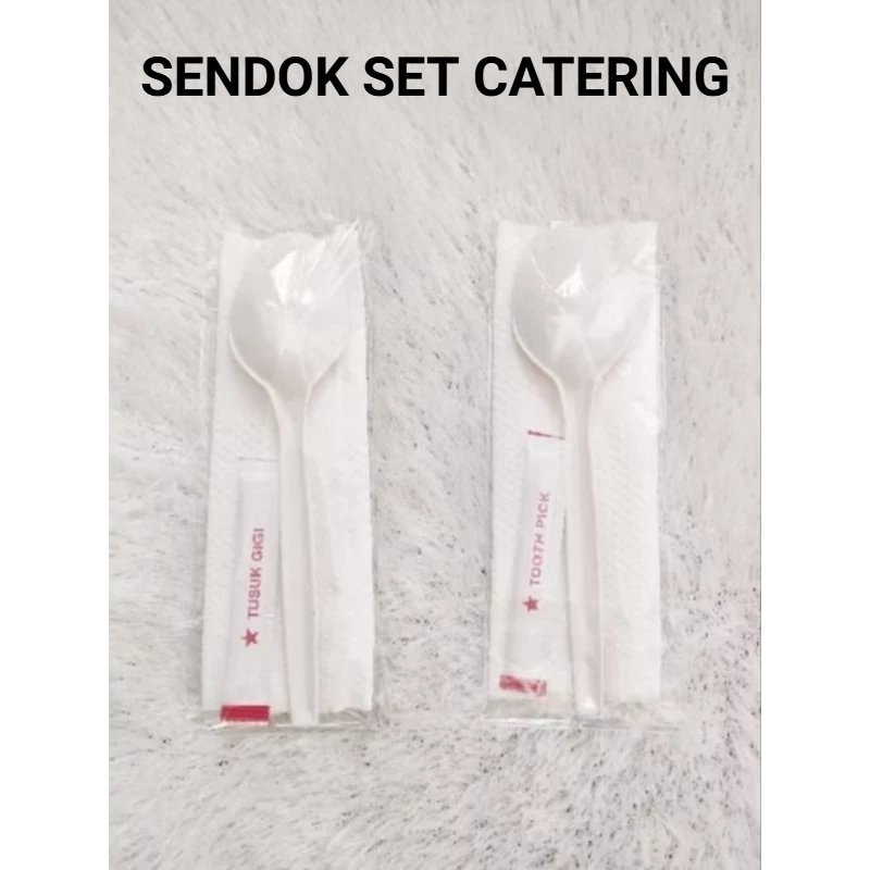 50 PCS SENDOK CATERING SET PLASTIK TISU TUSUK GIGI KATERING DUS | HENAMOON