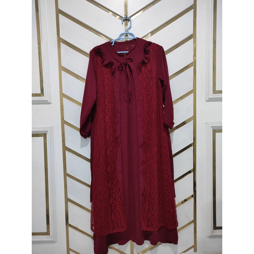 GAMIS BRUKLAT MARUN/ GAMIS BRUKLAT MAROON/ GAMIS BURGUNDY/ GAMIS PESTA MARUN/ GAMIS BURGUNDY