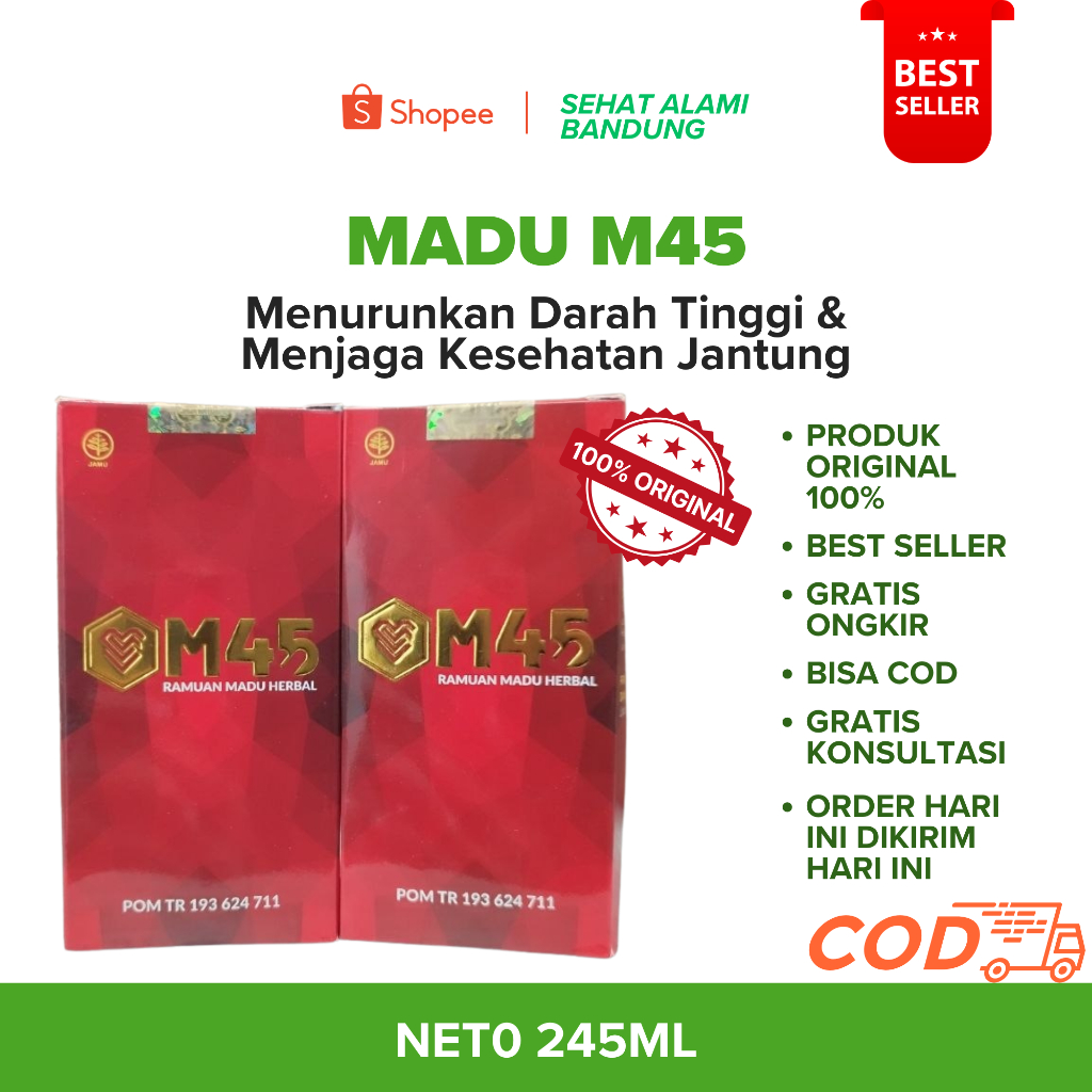 COD Madu M45 Herbal Terapi Jantung Kolesterol Darah Tinggi Diabetes Terpercaya | Madu 45 ASLI ORIGIN