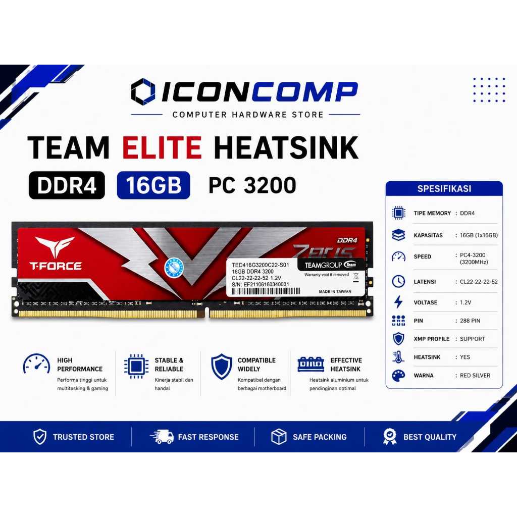 DDR4 16GB TEAM ELITE HEATSING