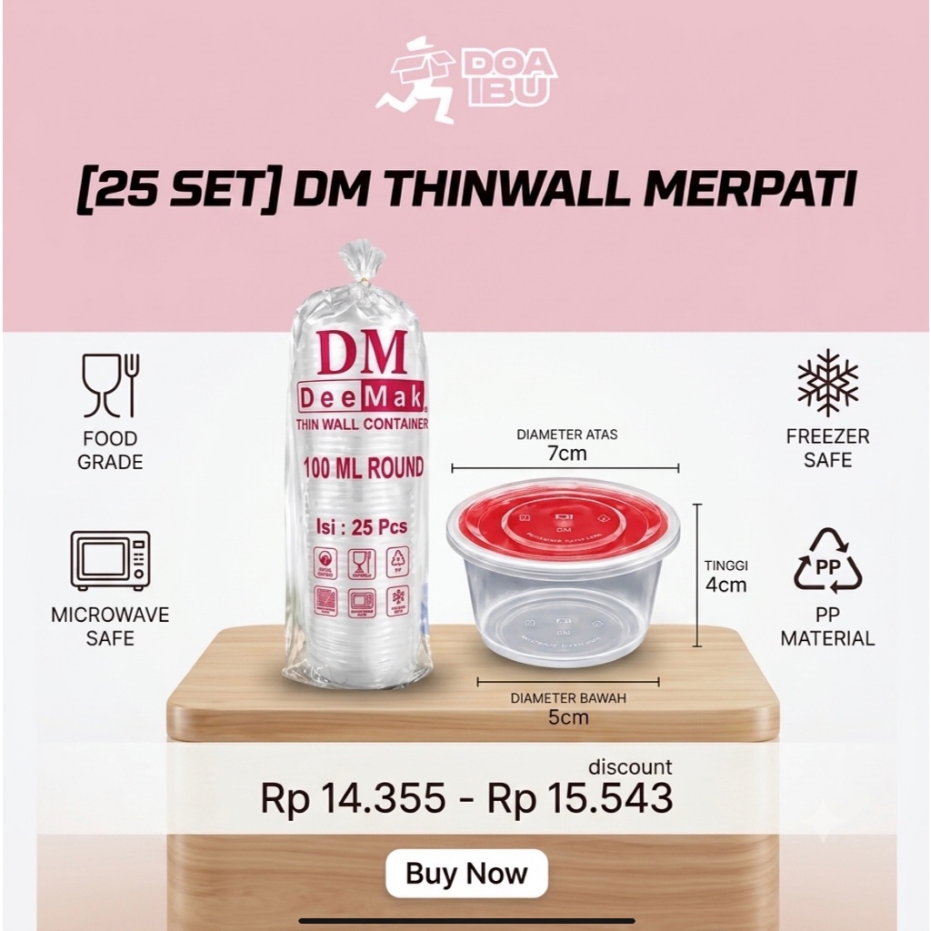[25 BJ] DM THINWALL MERPATI 150 DAN 100ML ANTI TUMPAH MERK DM Thinwall Dm Cup Merpati 100ml Anti Tum