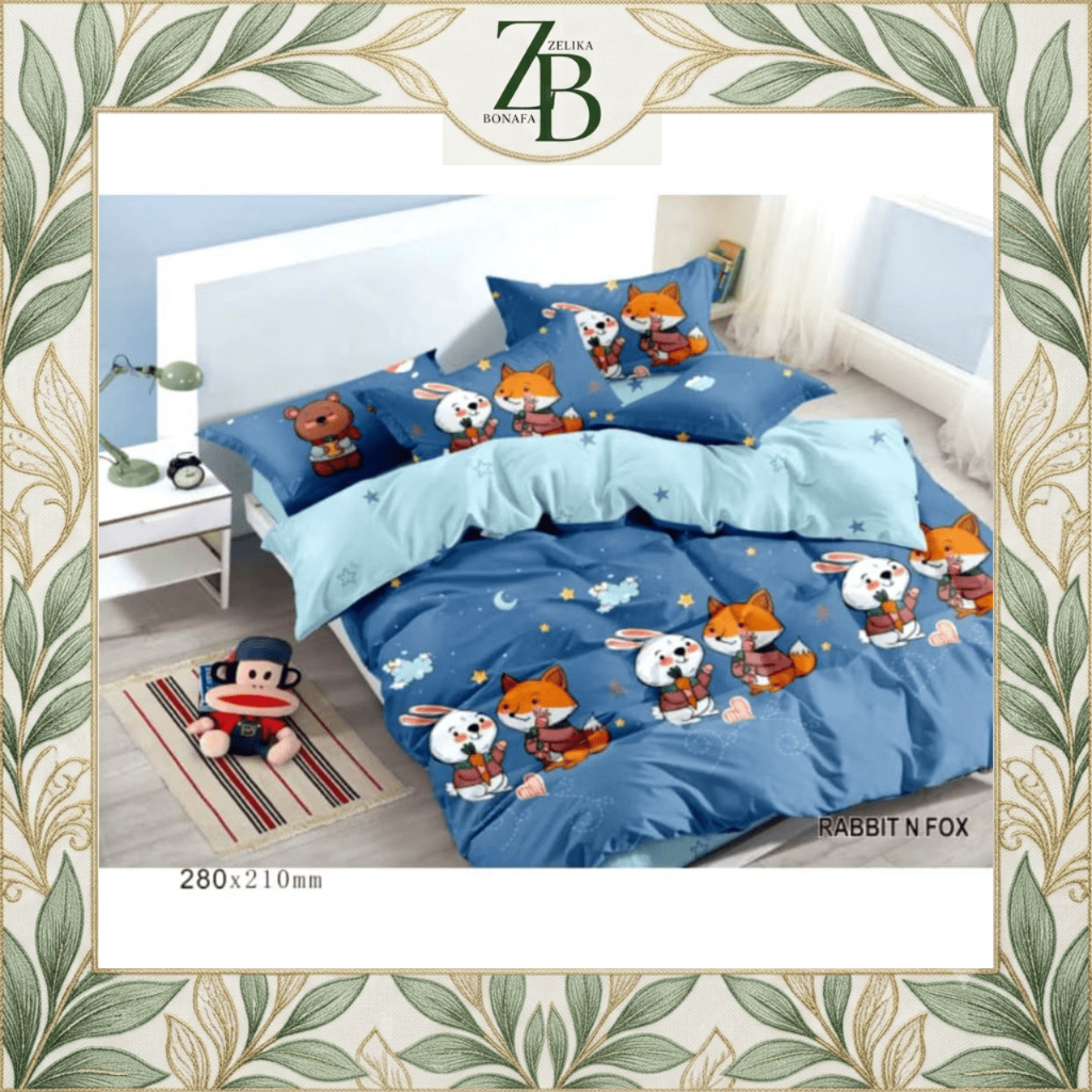 Bedcover Set Motif RABBIT / KELONCI Lengkap Selimut & Sprei Set Ukuran Single / Queen / King / 120 /