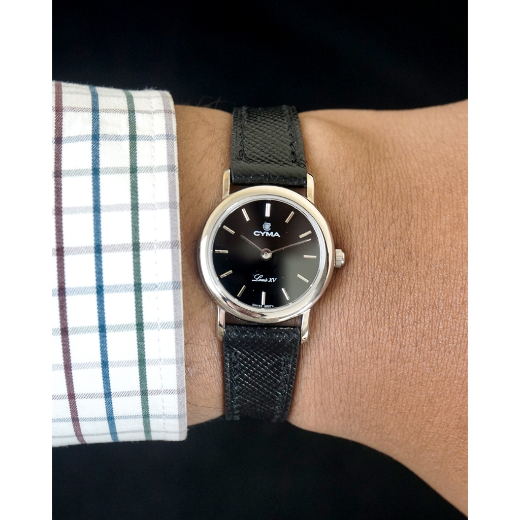 Jam Tangan Preloved Cyma Swiss Quartz Ladies Black Dial