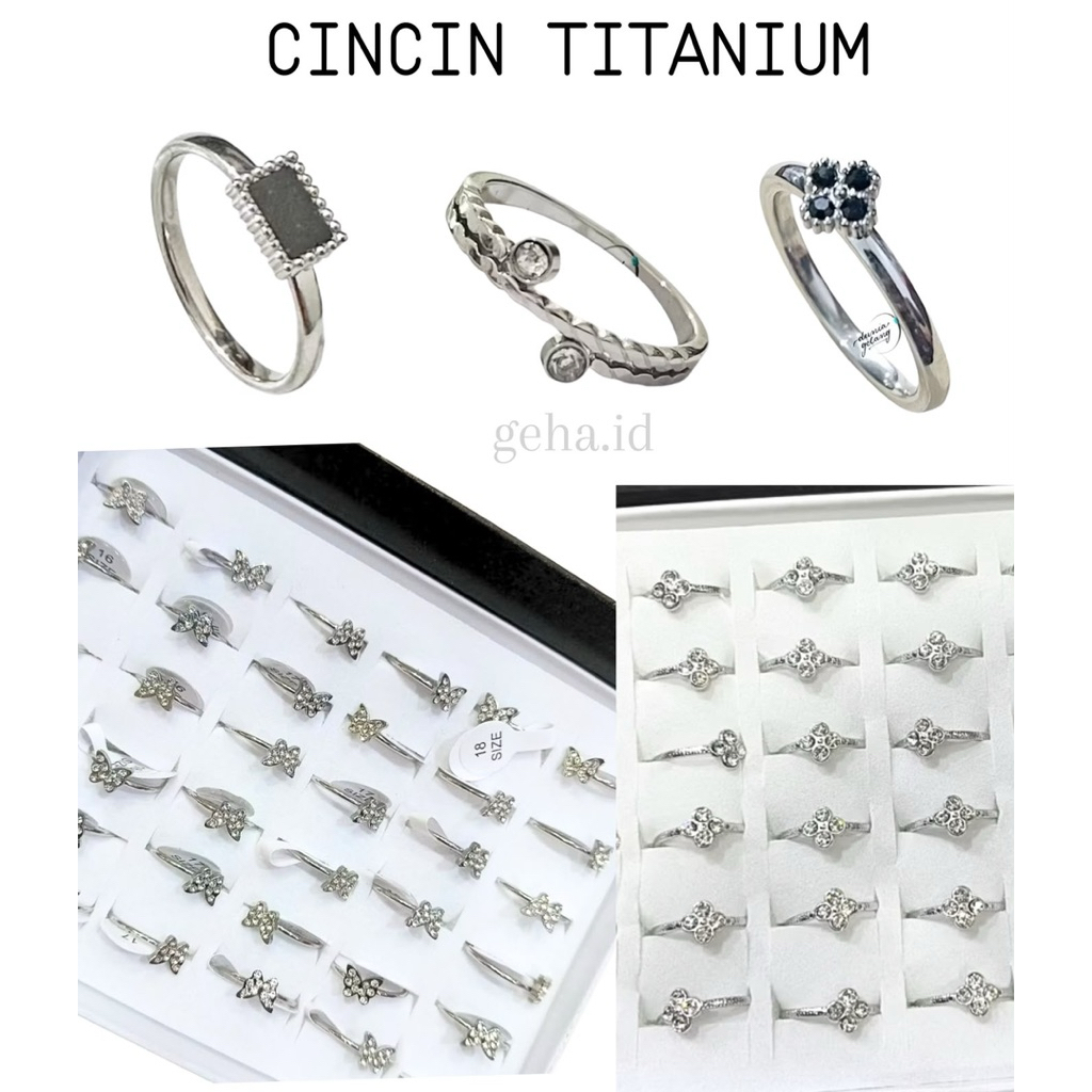 Cincin Titanium Silver Minimalis Titik Permata / Cincin Wanita Pria Anak Tunangan | Cincin titanium 