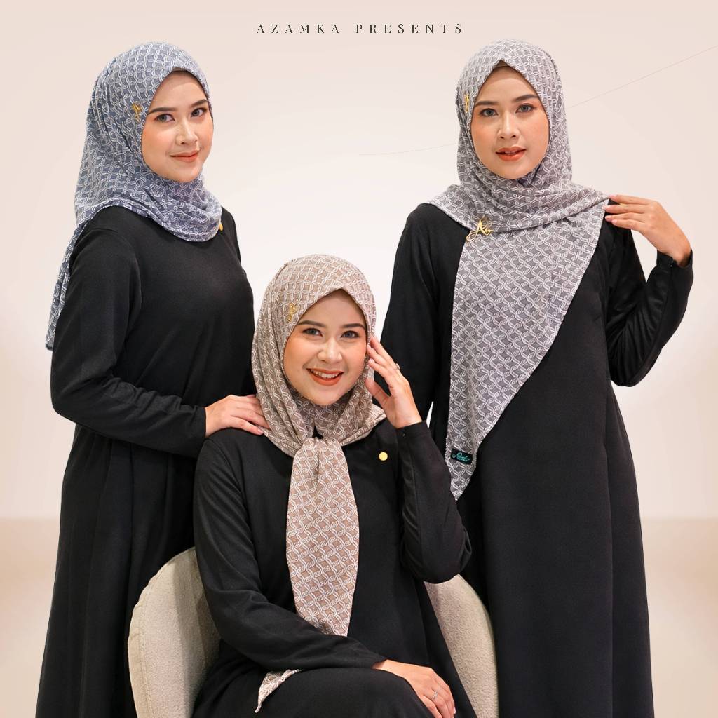 AZAMKA - Hijab Fauzia - Pashmina Instan Motif Corak Premium - Jilbab Instan Non Pad Lembut Nyaman