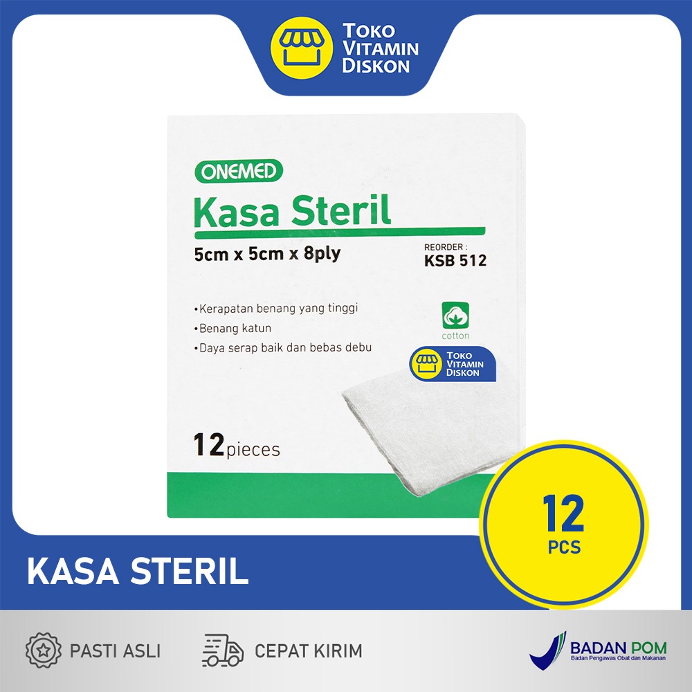 ONEMED KASA STERIL 5 X 5 CM BOX ISI 12 SHEET | PLESTER PENUTUP LUKA, KAIN KASA, KASA LUKA, MENUTUP L