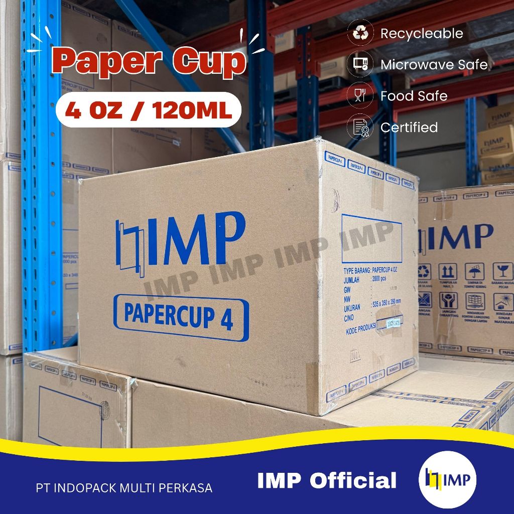 *1 DOS* Paper Cup 4 Oz / 120ml IMP Hot (1 Dos = 40 Pack) Gelas Kertas Tester Bubur Bayi